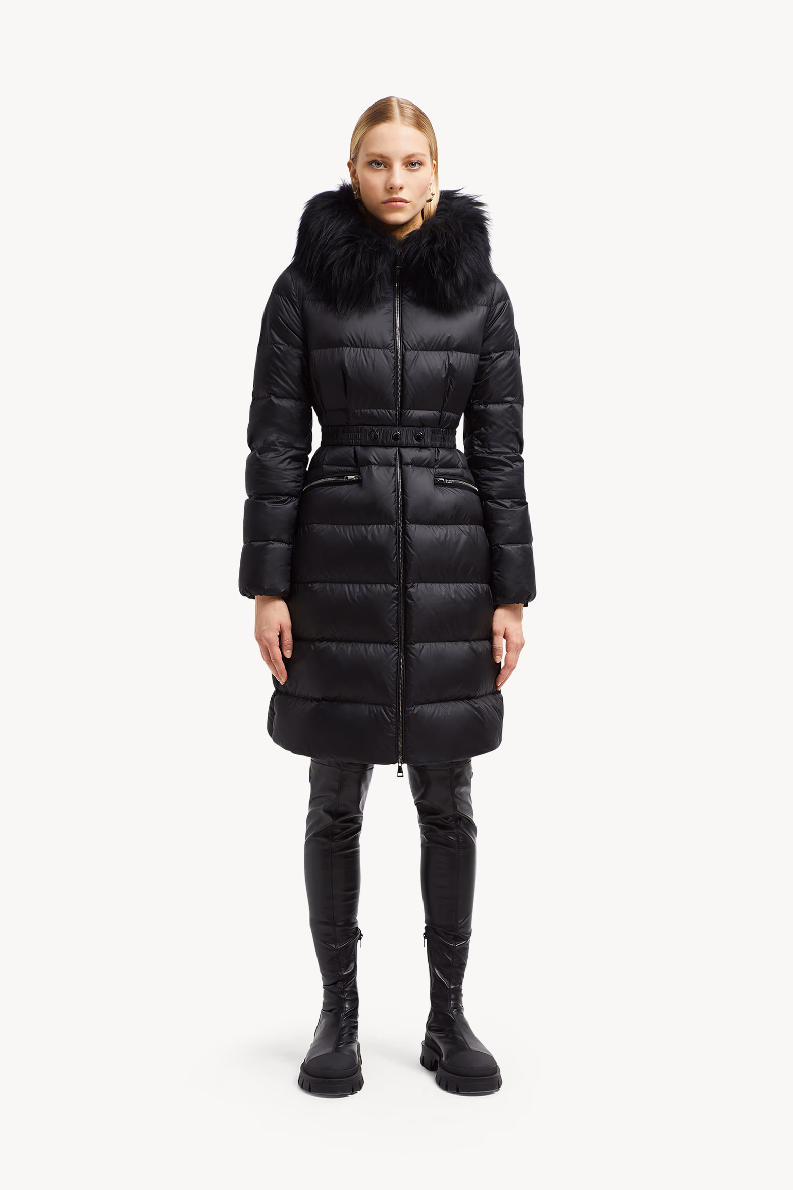 Doudoune longue à capuche bordée de shearling Boedic Femmes Noir Moncler 3